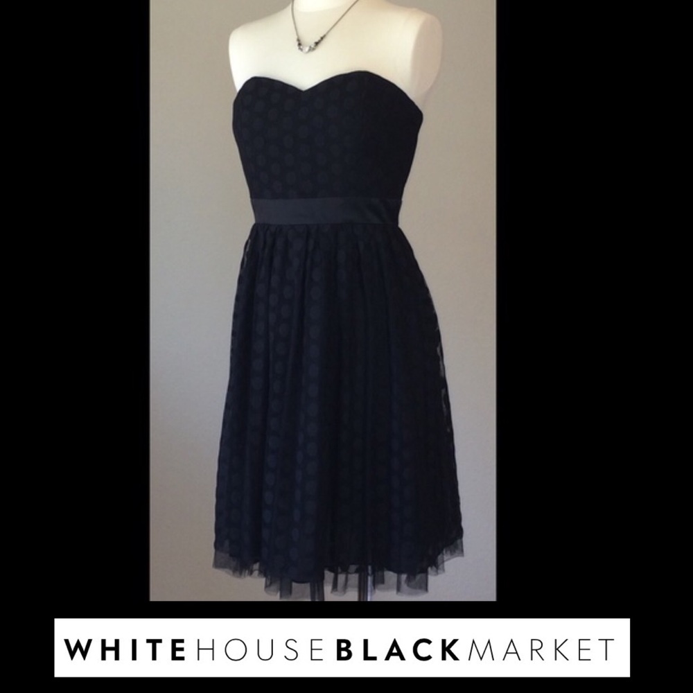 WHBM dot lace mesh overlay dress, size 0